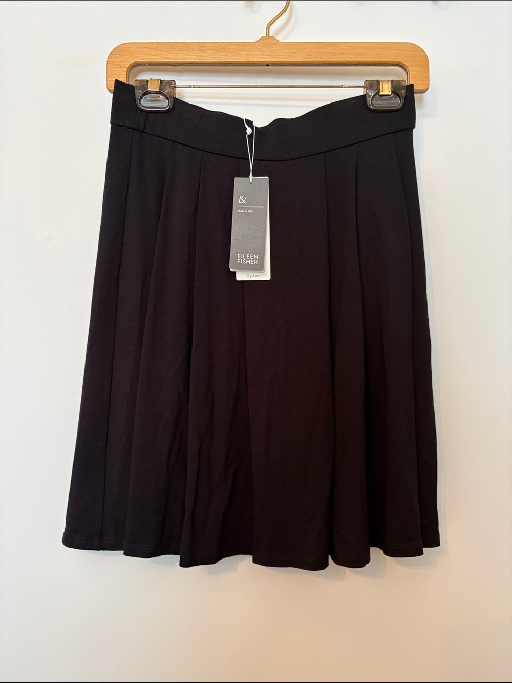 Eileen Fisher Black Circle Skirt with Soft Pleats